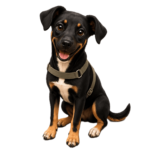 Perro cartoon sentado sonriendo